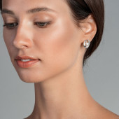 Cercei argint cu perle naturale albe si cristale cu tortita DiAmanti SK21482EL-W-G